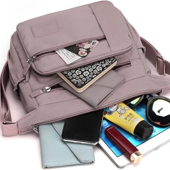 Women’s Waterproof Nylon Crossbody Bag Multiple Pockets Travel Tote - Picture 4 of 9